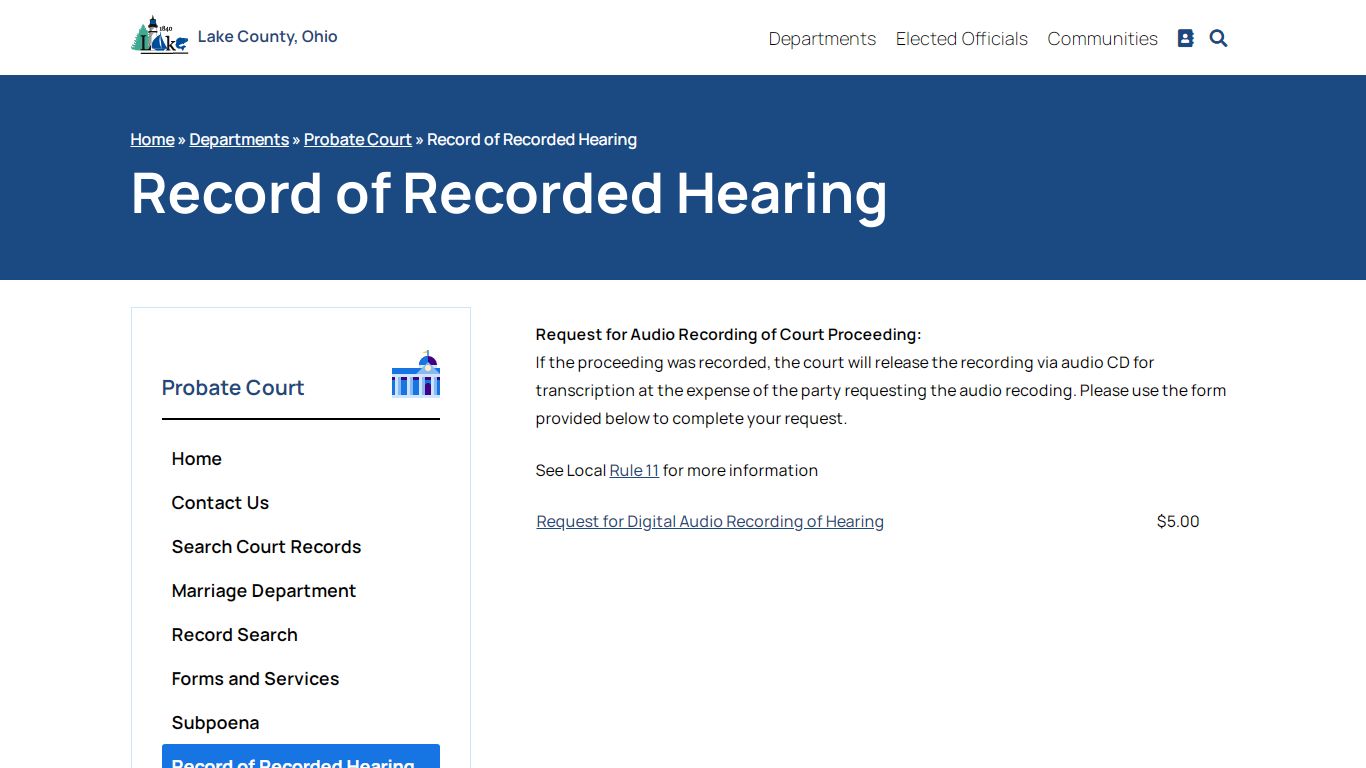 Record of Recorded Hearing - Probate Court