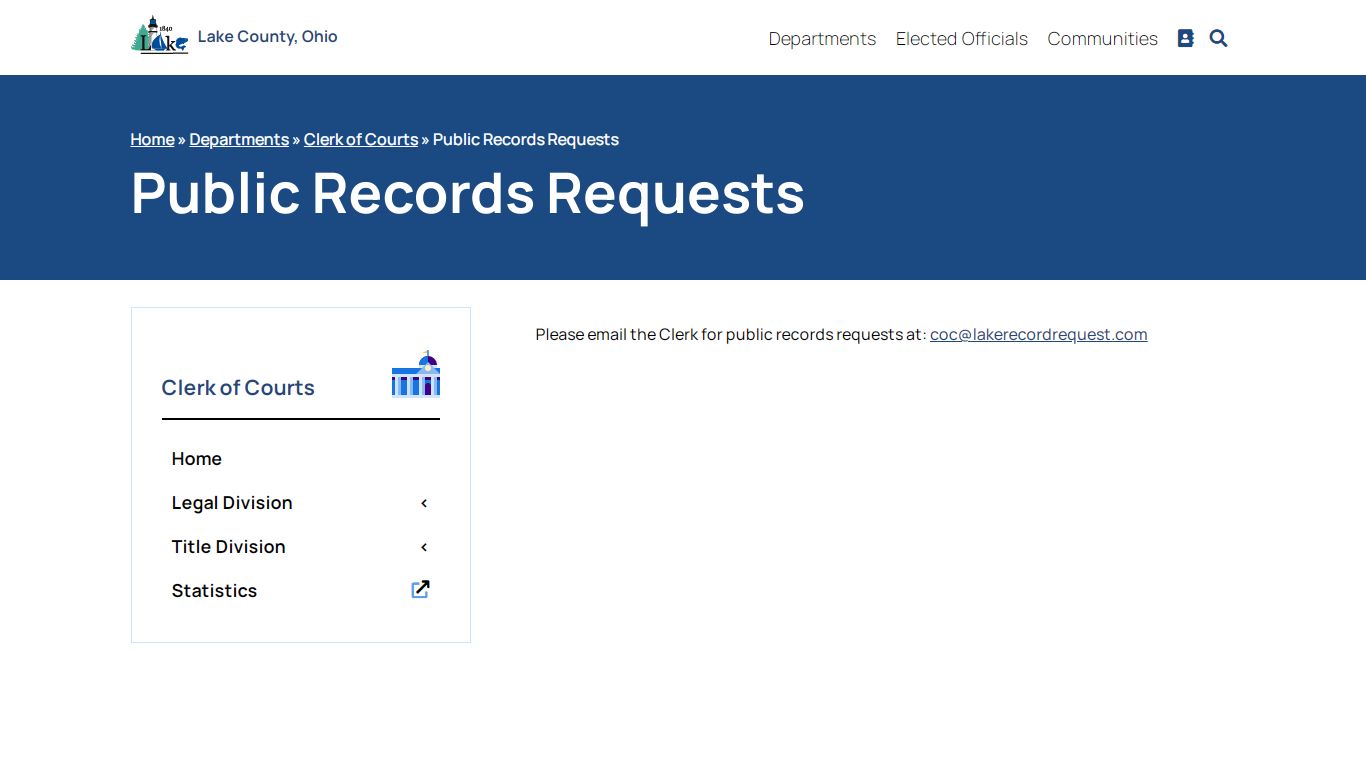 Public Records Requests - Clerk of Courts